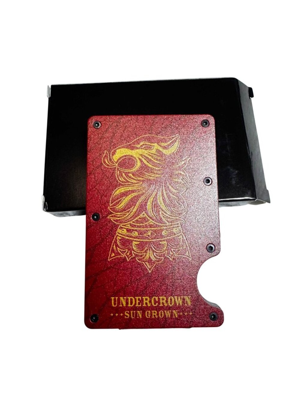 Drew Estate Money Clip Credit Card Holder Red Wood-Grain w/Gold Color Logo